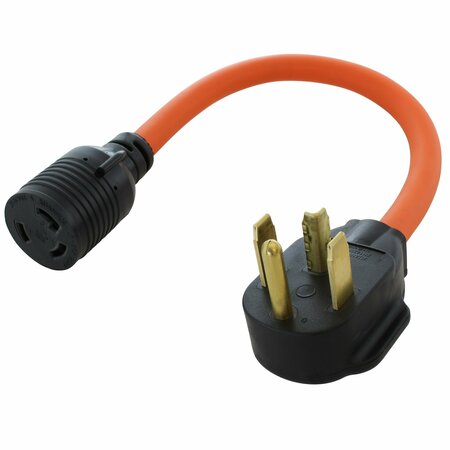 AC WORKS 1.5FT 14-30P 4-Prong Dryer Plug to L6-30R 3-Prong 30 Amp 250 Locking Female Adapter S1430L630-018